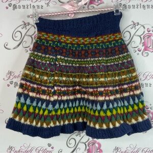 Skirt thick knitted Knit Aztec stripes boho warm winter crochet yarn